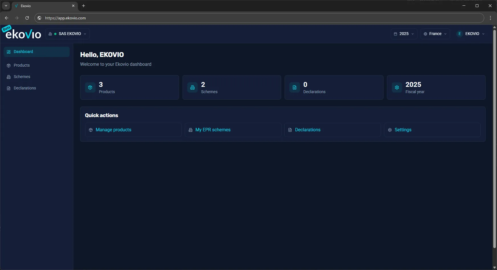 Ekovio DE Dashboard EPR