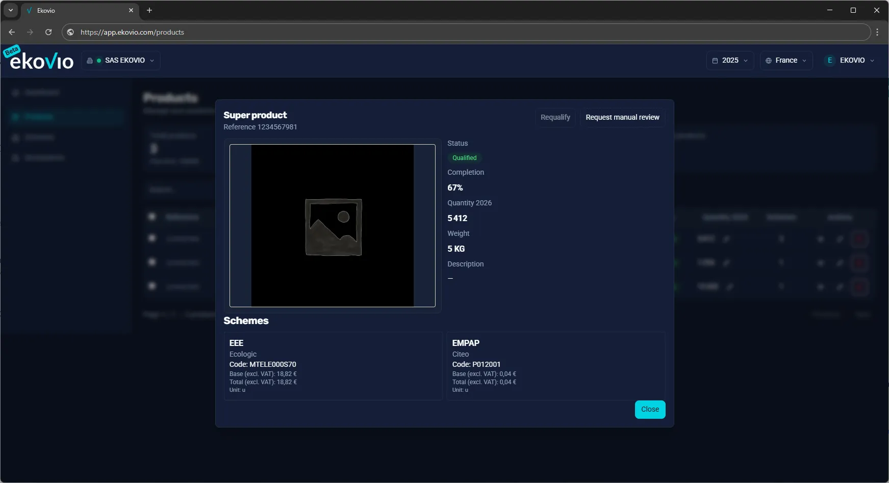 Cumplimiento de la RAP 25 Detalle de producto RAP en Ekovio